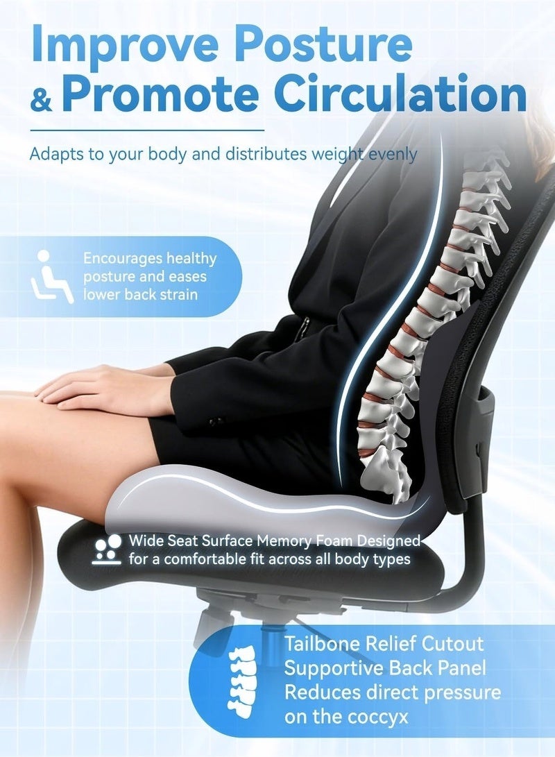 Orthopedic L Shaped Seat Cushion and Lumbars Support Pillows, Memory Foam Tailbone Pain Relief, Washable Removable Cover for Office/Gaming Chair, Car, Wheelchair - Image 5